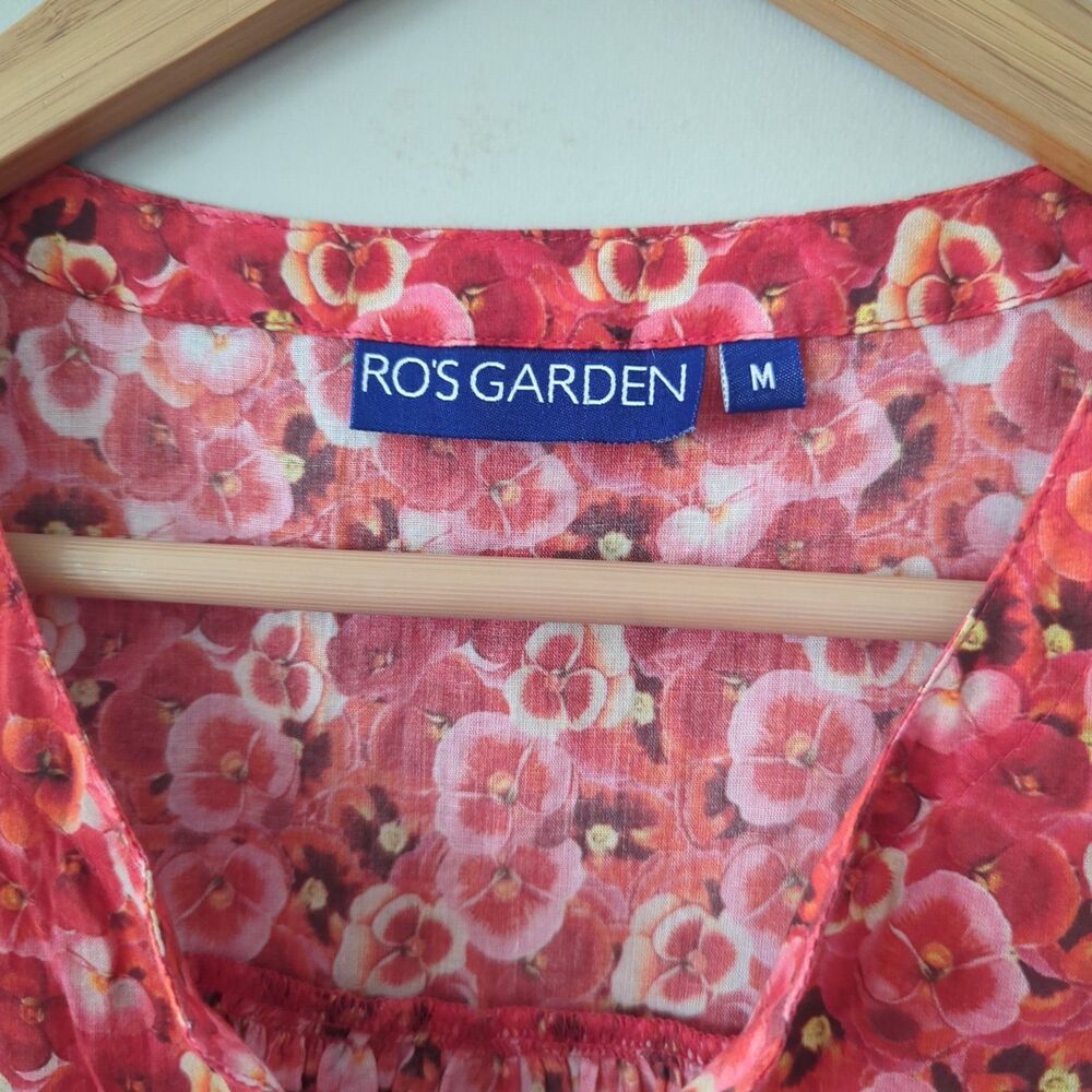 Ro's Garden Seychelles Fringe Mini Babydoll Dress Red Floral Medium Feminine - Picture 8 of 9